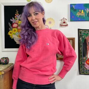 Vintage Champion Reverse Weave Sweatshirt, 90s Salmon Pink Crewneck Sz M